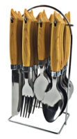 ENDO 24-PC Wooden Handle Stainless Steel Cutlery Set E-CS237W